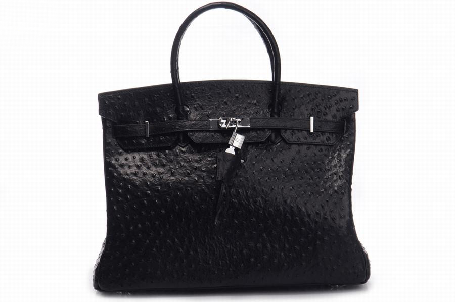 Hermes Handbags Birkin Ostrich Grain Cow Leather Black  Hermes Handbags Birkin Ostrich Grain Cow Leather Black