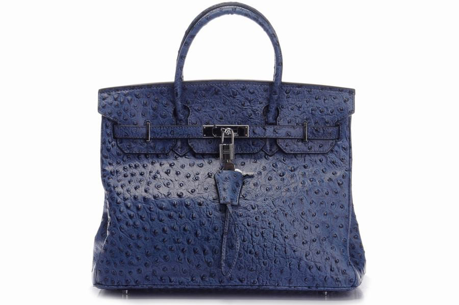 Hermes Handbags Birkin Ostrich Grain Cow Leather Dark Blue  Hermes Handbags Birkin Ostrich Grain Cow Leather Dark Blue
