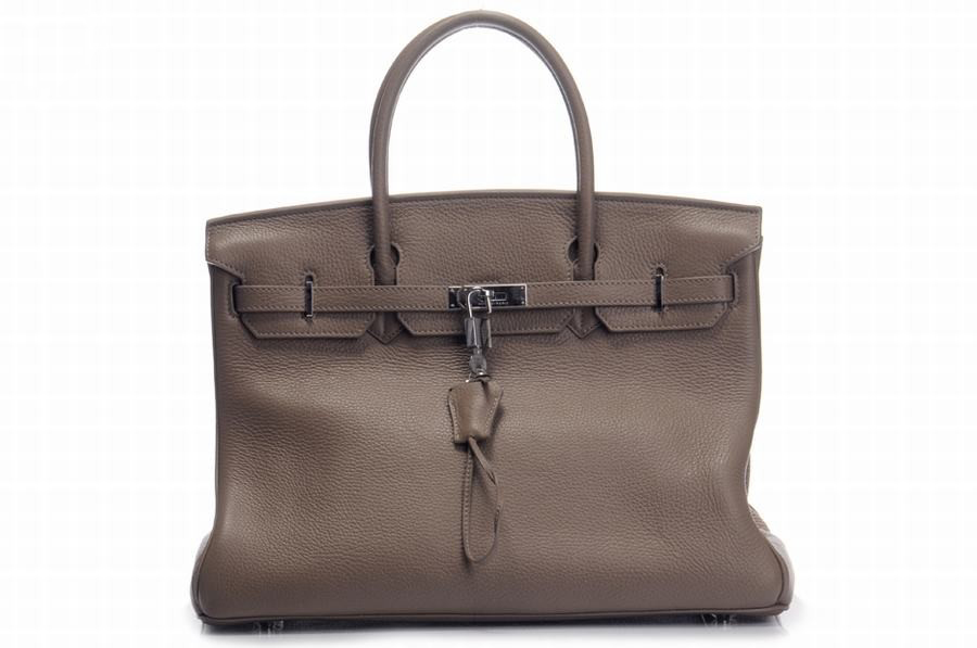 Hermes Handbags Birkin Litchi Cow Leather Nut Gray  Hermes Handbags Birkin Litchi Cow Leather Nut Gray