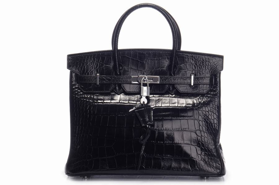 Hermes Handbags Birkin Crocodile Grain Cow Leather Black  Hermes Handbags Birkin Crocodile Grain Cow Leather Black