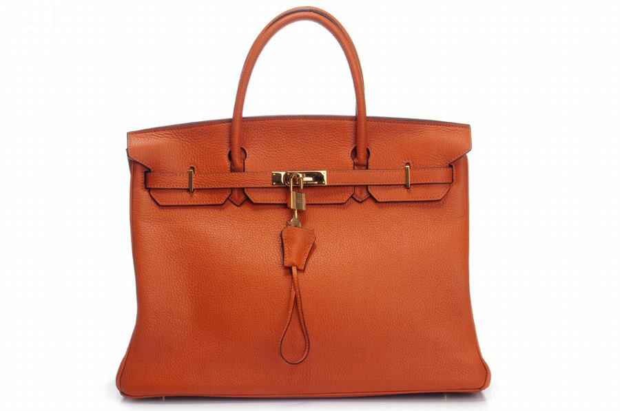 Hermes Handbags Gold Litchi Cow Leather Orange  Hermes Handbags Gold Litchi Cow Leather Orange